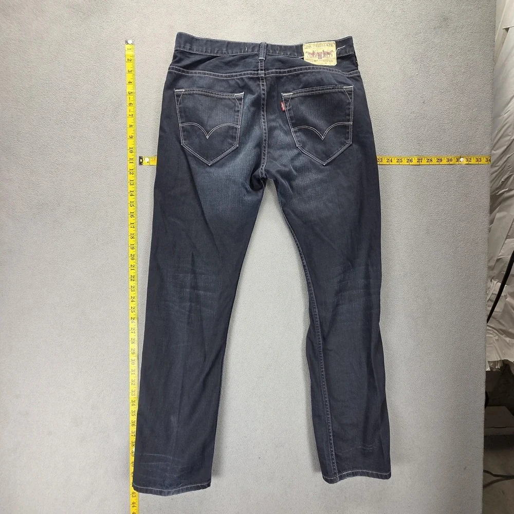 Vintage Levis 504 Jeans Mens 33x32 Blue Straight Engineered Dark Wash Whiskers
